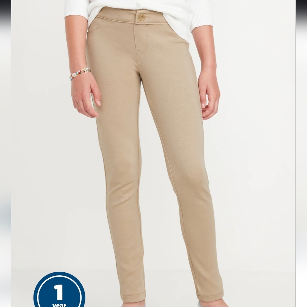 ​OLD NAVY Girls Rolled Oats Khaki School Uniform Ponte Jeggings Pants 16 Plus